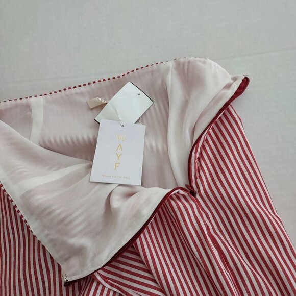 WAYF Naples Red Striped Ruffle Skirt Size XL NWT - Picture 6 of 10